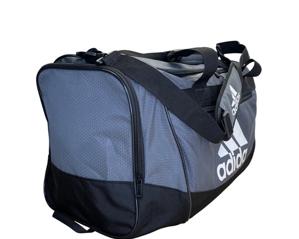 Adidas Gray & Black Signature Logo & Crossbody Strap Defender Duffel Bag Size L