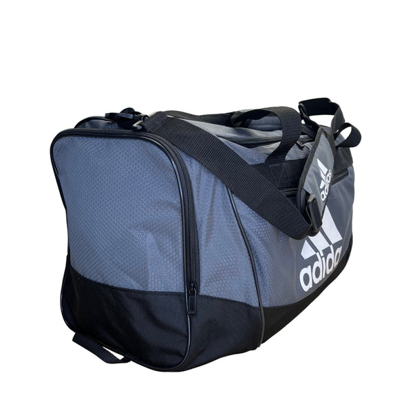 Adidas Gray & Black Signature Logo & Crossbody Strap Defender Duffel Bag Size L