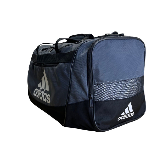 Adidas Gray & Black Signature Logo & Crossbody Strap Defender Duffel Bag Size L