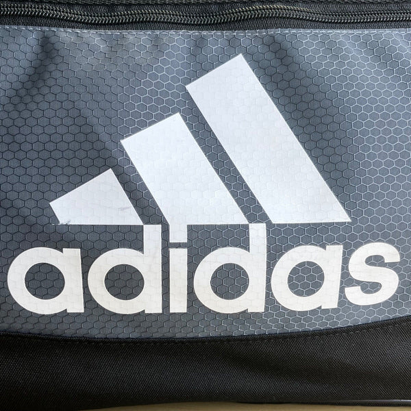 Adidas Gray & Black Signature Logo & Crossbody Strap Defender Duffel Bag Size L