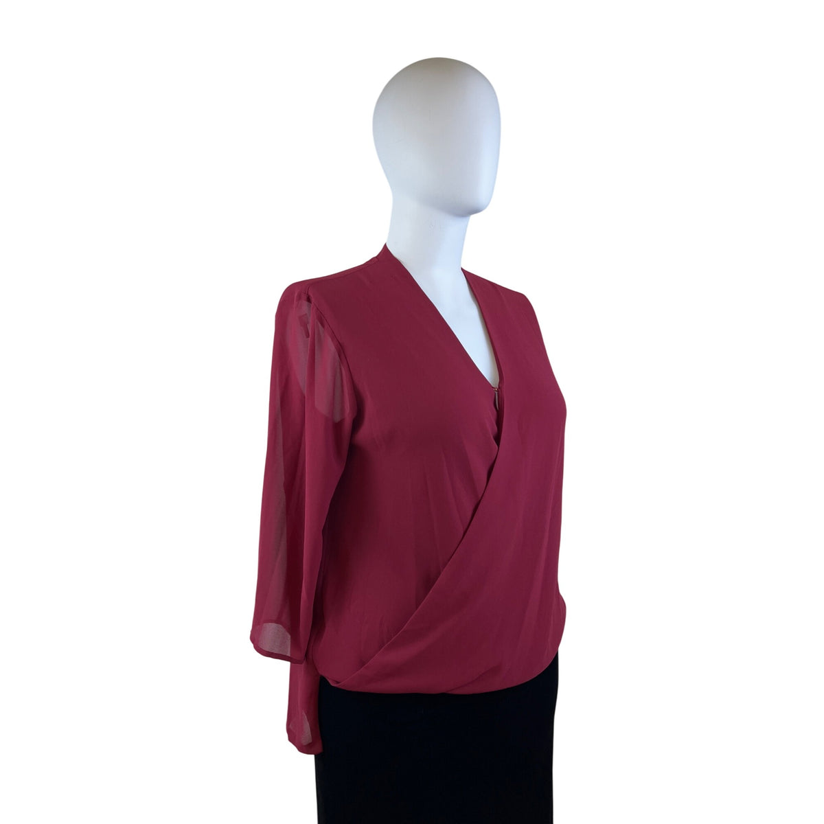 Michael Kors Women’s Maroon Surplice Blouse Size XL Elegant 3/4 Sleeve - New