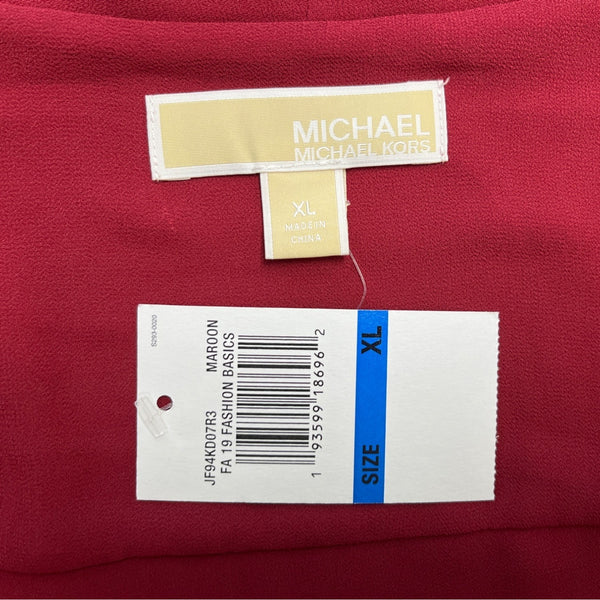Michael Kors Women’s Maroon Surplice Blouse Size XL Elegant 3/4 Sleeve - New