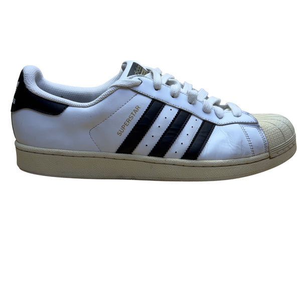 Adidas Mens White & Black Leather Superstar Sneakers Size 10.5 Art C77124
