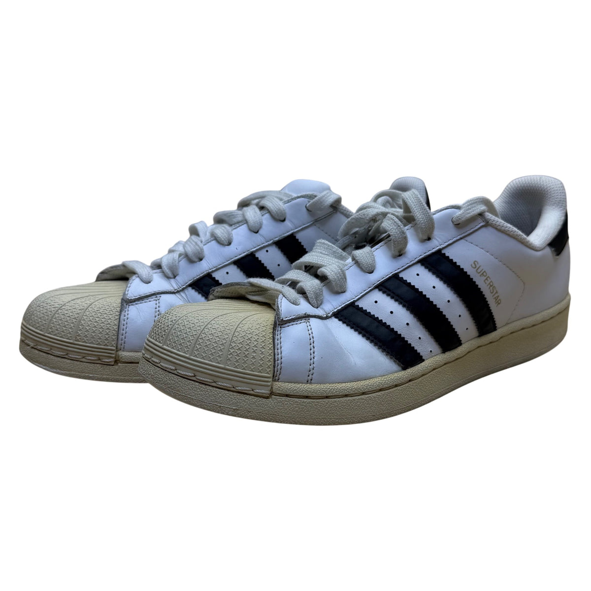 Adidas Mens White & Black Leather Superstar Sneakers Size 10.5 Art C77124
