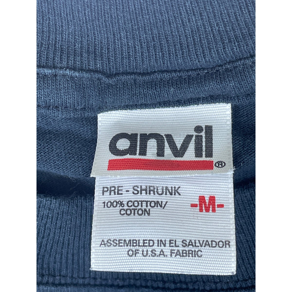Anvil Mens Navy Cotton Cat Face Graphic T-Shirt Pre-Shrunk M