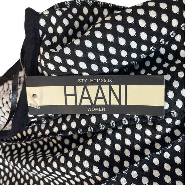 Haani Polka Dot Sleeveless Belted A-Line Womens Dress Black & White Sz 2X