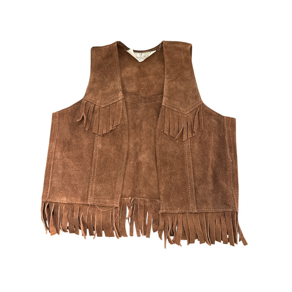 Steer Brand Brown Suede Fringe Vest Medium Western Style Made In Mexico