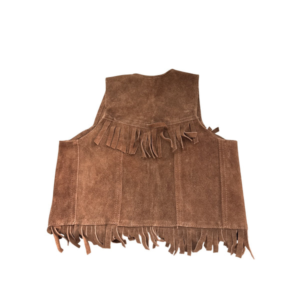 Steer Brand Brown Suede Fringe Vest Medium Western Style Made In Mexico