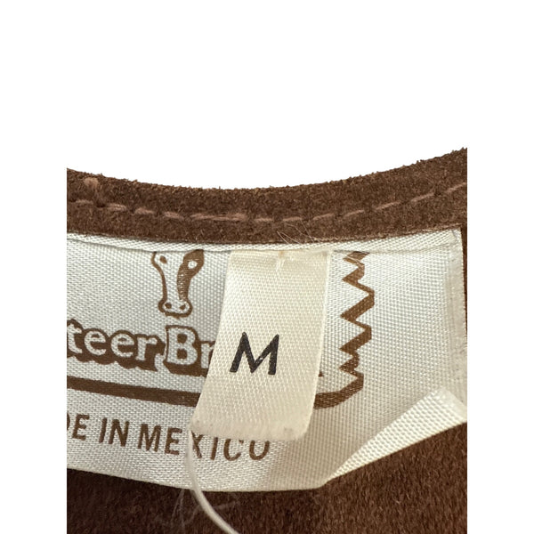 Steer Brand Brown Suede Fringe Vest Medium Western Style Made In Mexico