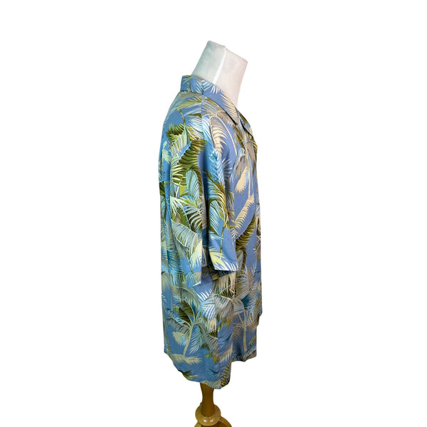Bishop St. Apparel Blue Hawaiian Rayon Palm Trees Shirt Size XL