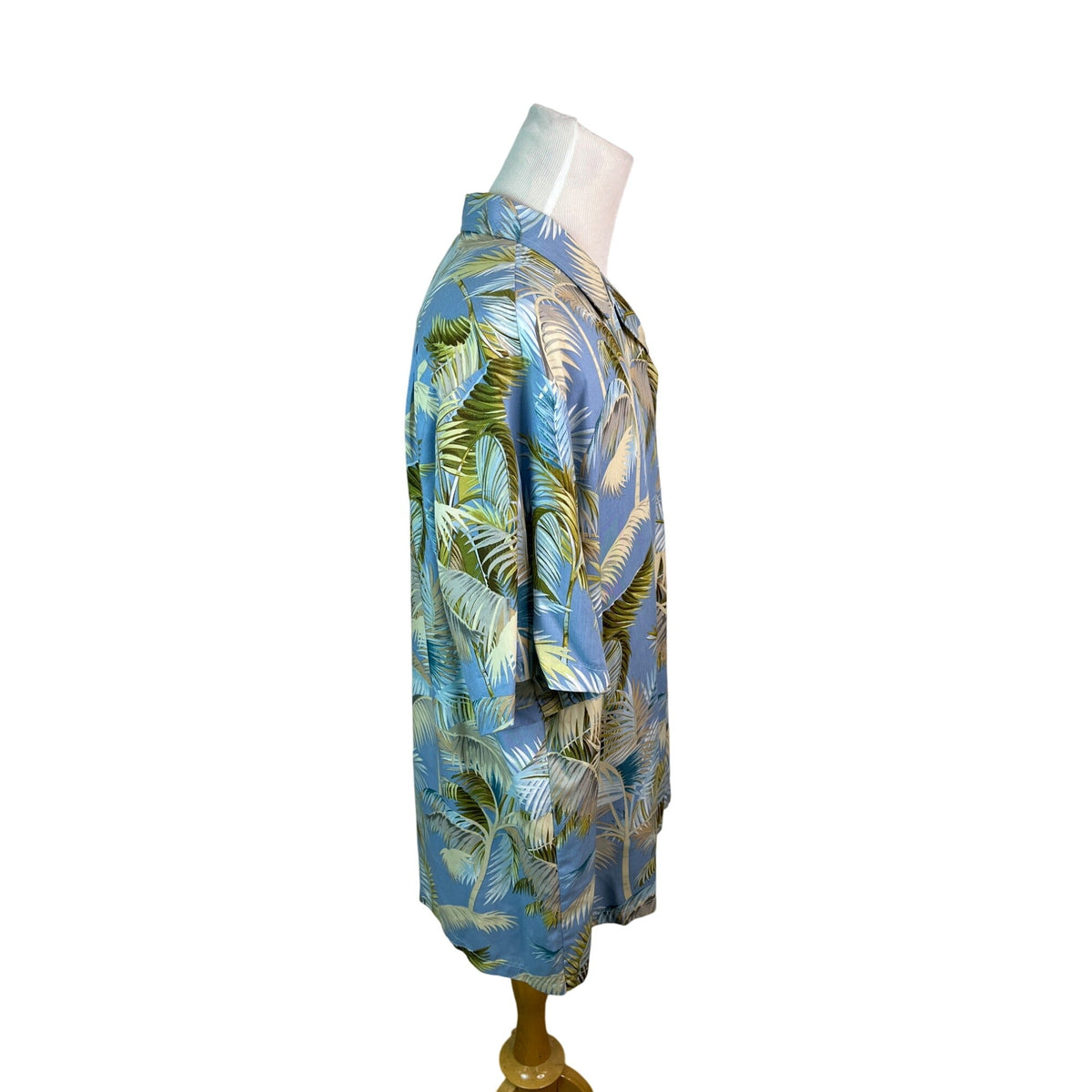 Bishop St. Apparel Blue Hawaiian Rayon Palm Trees Shirt Size XL