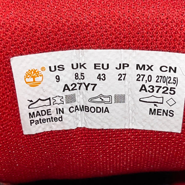 Timberland Men’s Black/Red Nubuck With Plaid Collar High-Top Sneakers Size 9