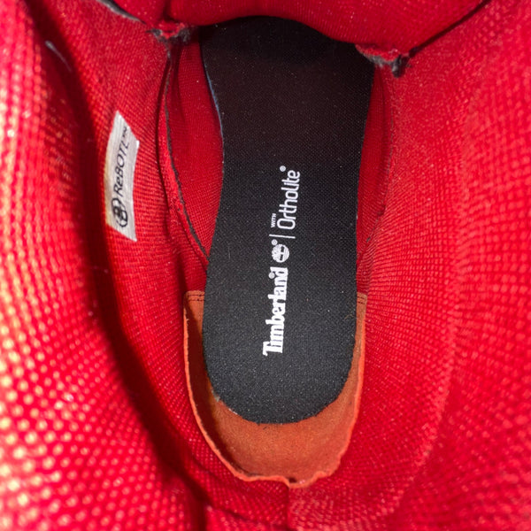 Timberland Men’s Black/Red Nubuck With Plaid Collar High-Top Sneakers Size 9