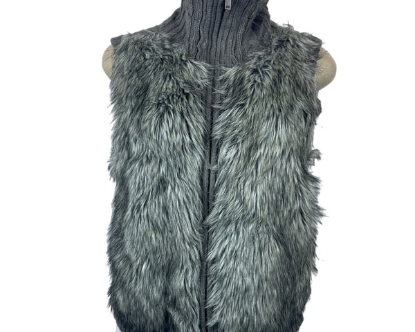 Justice Youth Girl's Grey Faux Fur Lining Size Vest Sz 16- NWT
