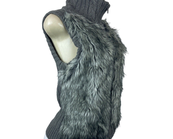 Justice Youth Girl's Grey Faux Fur Lining Size Vest Sz 16- NWT