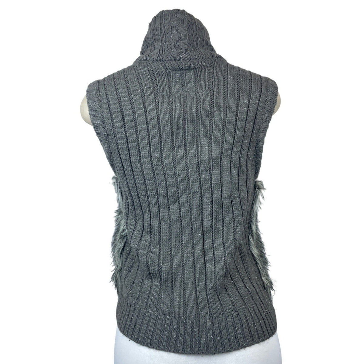 Justice Youth Girl's Grey Faux Fur Lining Size Vest Sz 16- NWT