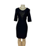 BCBGMaxAzria Womens Black Sheath Dress  Mesh Detail Back Zip Sz L