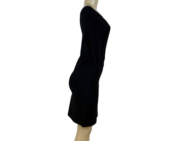 BCBGMaxAzria Womens Black Sheath Dress  Mesh Detail Back Zip Sz L