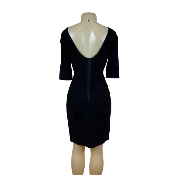 BCBGMaxAzria Womens Black Sheath Dress  Mesh Detail Back Zip Sz L
