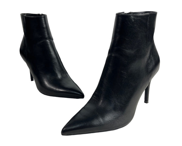 Bershka Women's Black High Heel Zip Up Pointed Ankle Boots Sz 38