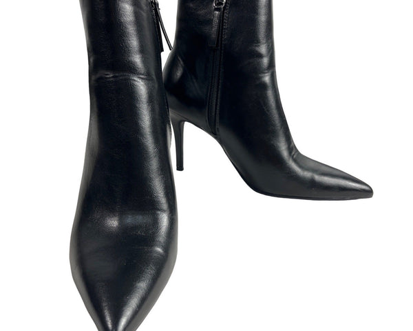 Bershka Women's Black High Heel Zip Up Pointed Ankle Boots Sz 38