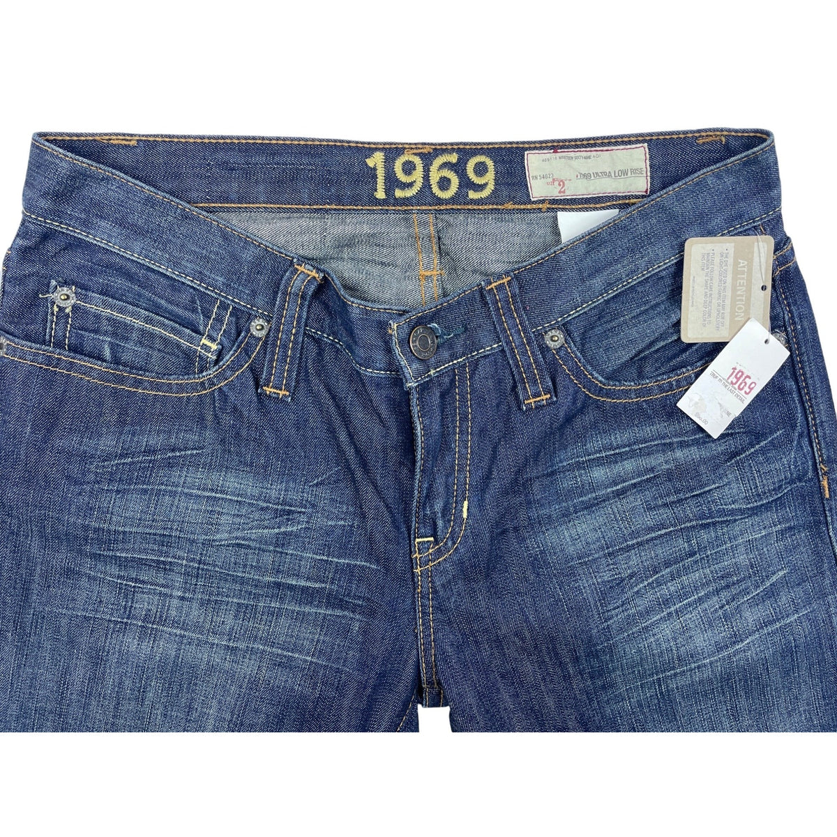 1969 Authentic Blue Denim Men's Ultra Low Rise  Boot Cut Jeans Sz 2 New