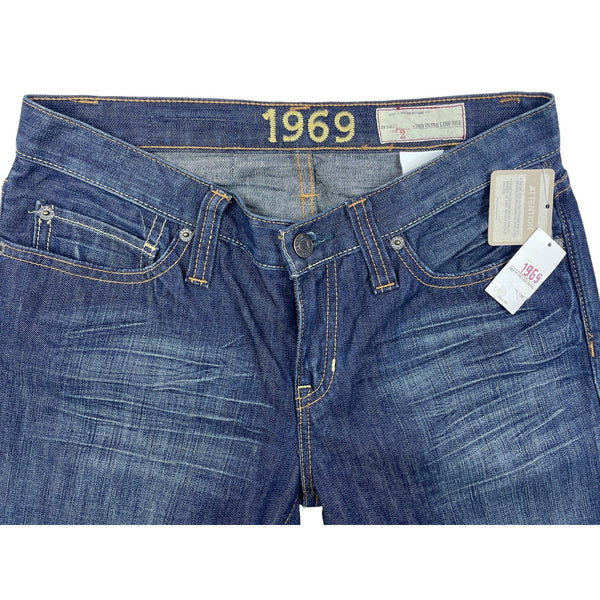 1969 Authentic Blue Denim Men's Ultra Low Rise  Boot Cut Jeans Sz 2 New