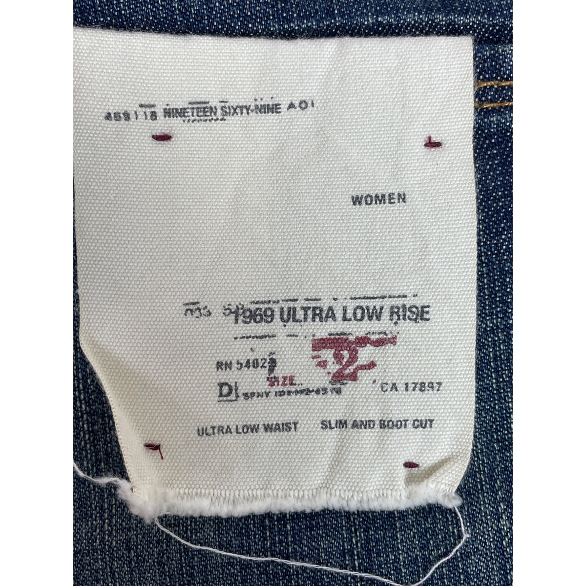 1969 Authentic Blue Denim Men's Ultra Low Rise  Boot Cut Jeans Sz 2 New