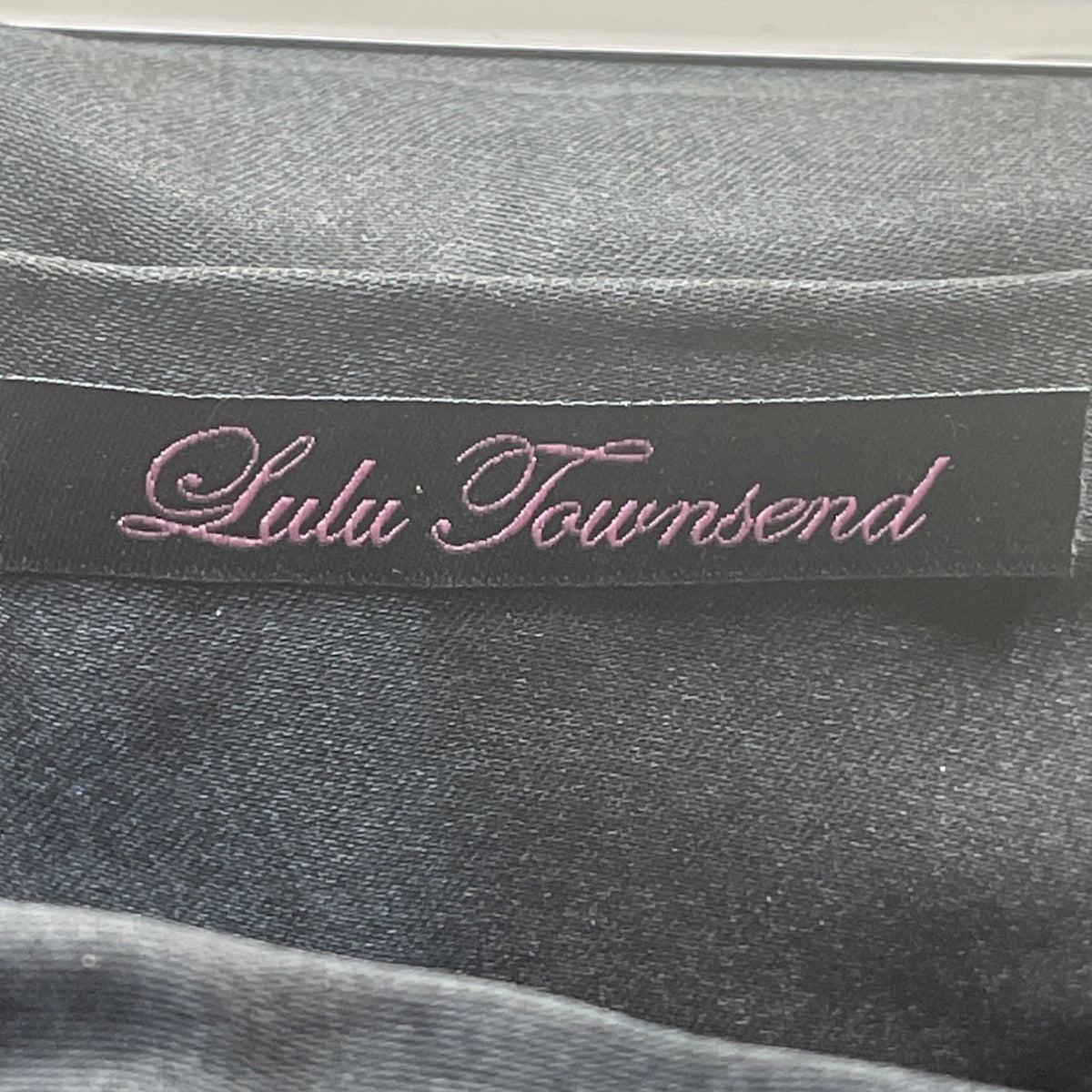 Lulu Townsend Black Satin With Rhinestone Clasp & Chain Strap Evening Clutch