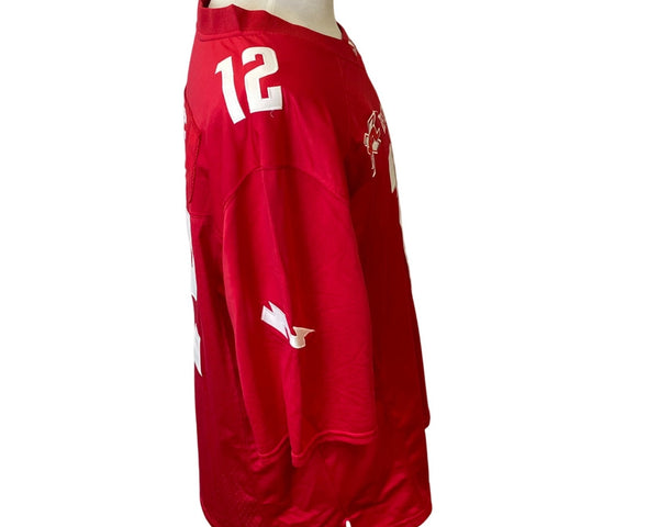 XFL Mens Red Polyester Defenders Jersey Jones 12 Sports Fan Apparel Size 7XL
