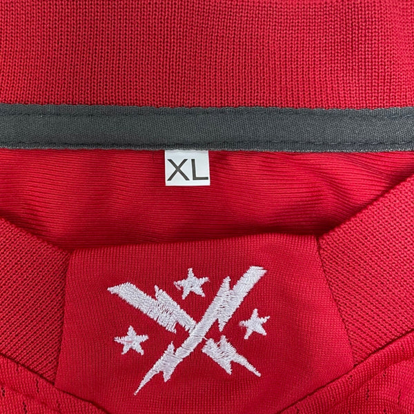 XFL Mens Red Polyester Defenders Jersey Jones 12 Sports Fan Apparel Size 7XL