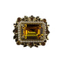 Vintage Coro Gold Tone Brooch Women’s Amber Glass Rhinestone Floral Design