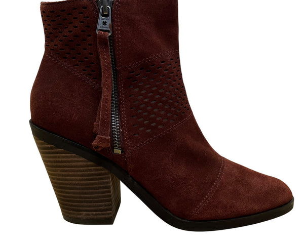 Lucky Brand Women’s Burgundy Suede Block Heel Ramses Ankle Boots Size 8.5M