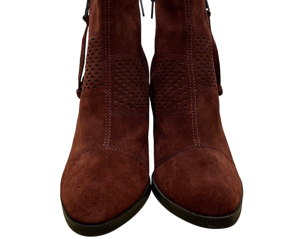 Lucky Brand Women’s Burgundy Suede Block Heel Ramses Ankle Boots Size 8.5M