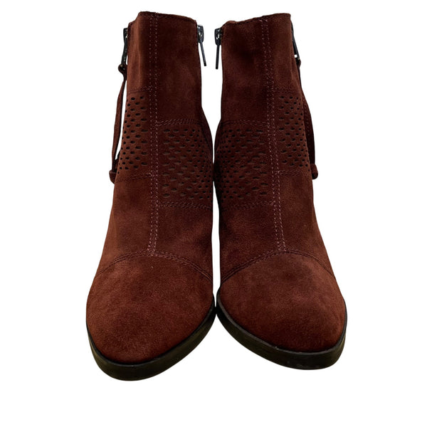 Lucky Brand Women’s Burgundy Suede Block Heel Ramses Ankle Boots Size 8.5M