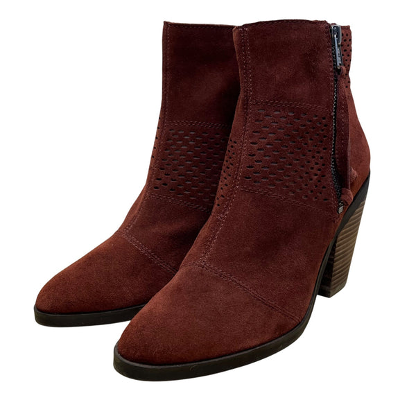 Lucky Brand Women’s Burgundy Suede Block Heel Ramses Ankle Boots Size 8.5M