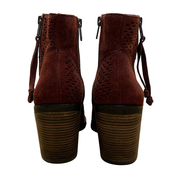 Lucky Brand Women’s Burgundy Suede Block Heel Ramses Ankle Boots Size 8.5M