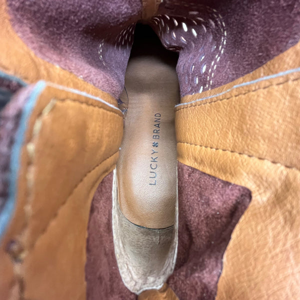 Lucky Brand Women’s Burgundy Suede Block Heel Ramses Ankle Boots Size 8.5M