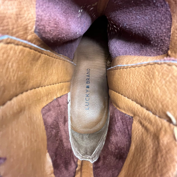 Lucky Brand Women’s Burgundy Suede Block Heel Ramses Ankle Boots Size 8.5M