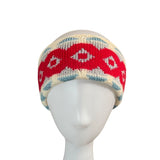 Vintage Murray Merkley Canadian Pure Wool Knit Headband Red & Blue Geometric