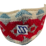 Vintage Murray Merkley Canadian Pure Wool Knit Headband Red & Blue Geometric