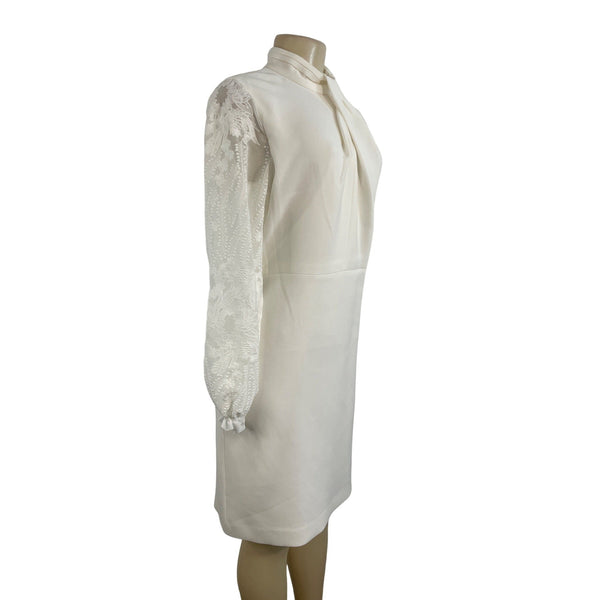 Elie Tahari Women's White Sheath Long Sleeve Zip Up Dress Sz 6 - NWT