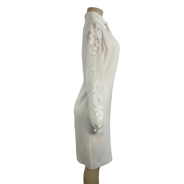 Elie Tahari Women's White Sheath Long Sleeve Zip Up Dress Sz 6 - NWT