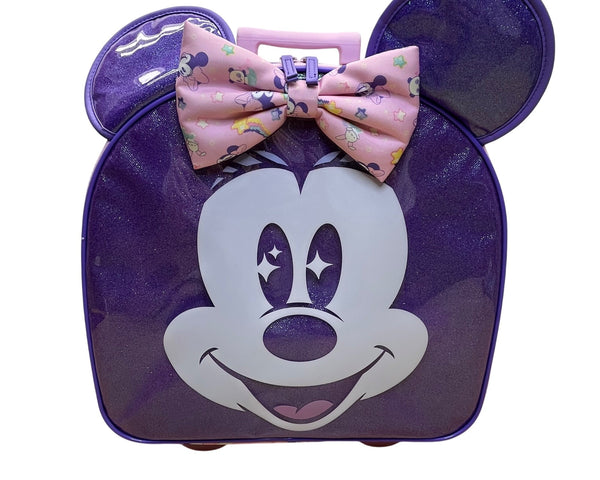 Disney Kids Purple & Pink Sparkling Minnie Mouse Rolling Luggage Size M