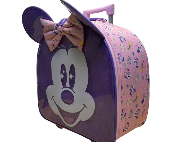 Disney Kids Purple & Pink Sparkling Minnie Mouse Rolling Luggage Size M