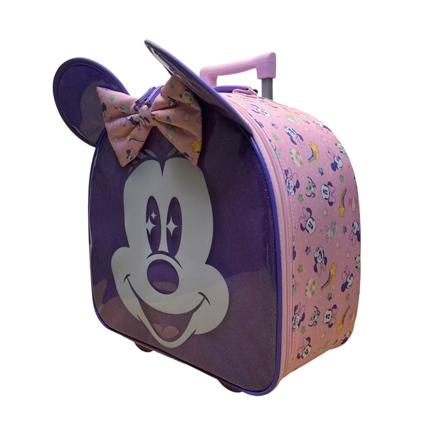 Disney Kids Purple & Pink Sparkling Minnie Mouse Rolling Luggage Size M