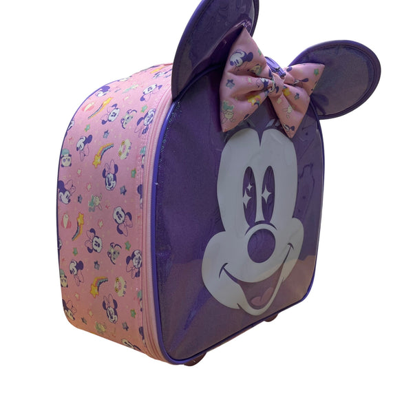 Disney Kids Purple & Pink Sparkling Minnie Mouse Rolling Luggage Size M