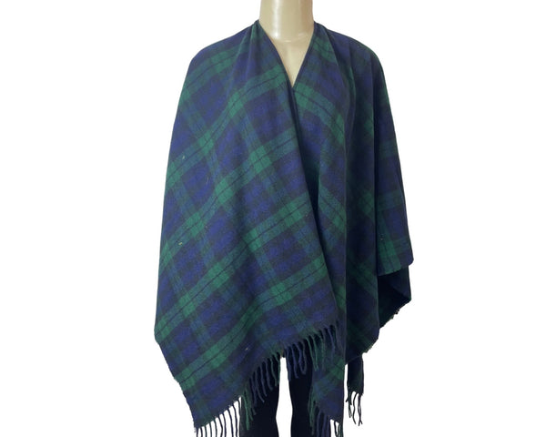 Unisex One Size D&Y Green and Blue plaid Shawls New