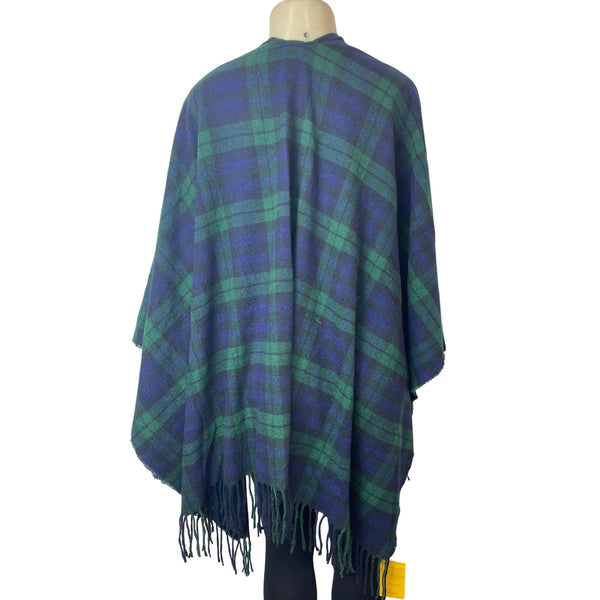 Unisex One Size D&Y Green and Blue plaid  Shawls New