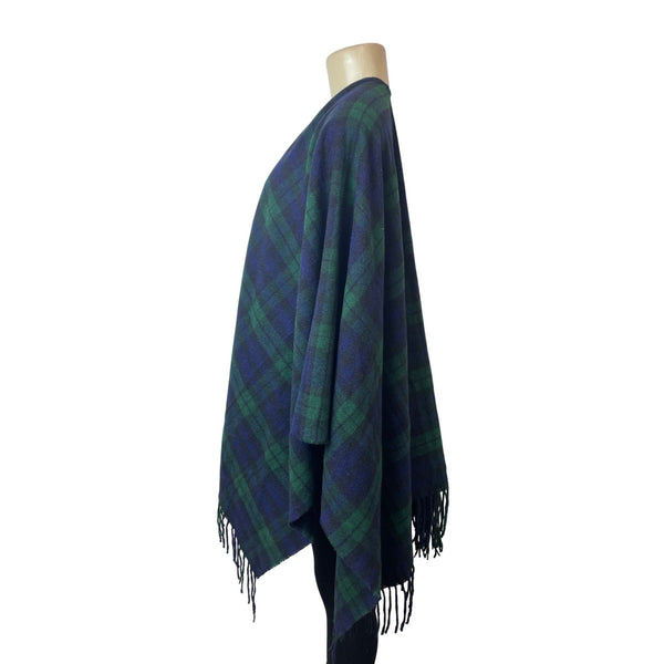 Unisex One Size D&Y Green and Blue plaid  Shawls New